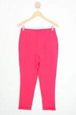 calça de tecido feminina rosa com cós com elástico e pregas