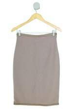 saia Gloria Coelho feminina bege com fenda e meio forro