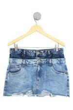minissaia jeans Renner feminina azul com sobreposição