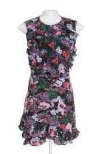 vestido feminino saloni floral com babado e forro