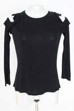 blusa patricia foster feminina preta com recortes