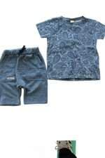 kit 2 peças infantis green camiseta estampada e bermuda azul