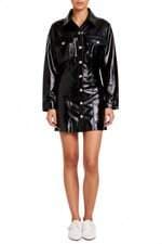 jaqueta em pu Zara feminina preta com pregas