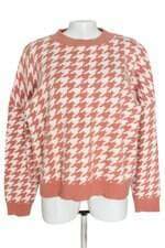 Suéter em Tricô Pied-Poule Rosa e Branco