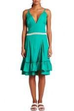vestido curto em viscose lamell feminino verde com bordado e pregas