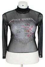 blusa C&A feminina preta com silk