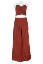 Conjunto Duas Peças Cropped e Calça Pantalona Marrom Renner