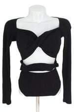 Body Preto manga longa com recortes Brytch