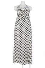 Vestido Longo Poá Coleção Rita Carreira e Ashua Plus Size Branco/Preto