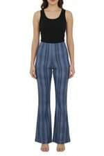 kit 2 calças flare de tecido Farm feminina animal print e azul mesclado