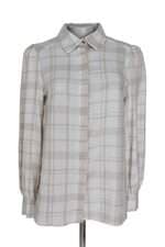 camisa em linho Renner feminina bege xadrez