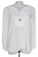 blusa Renner feminina off white com aplique e pregas