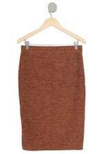 saia de tricô Achados das Influencers feminina marrom com fenda