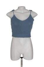 top cropped em tricô Youcom feminino azul