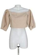 blusa cropped Renner bege listrada