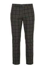 Calça de sarja masculina verde xadrez