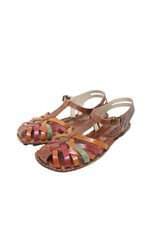 sandália em couro andacco feminina marrom com tiras