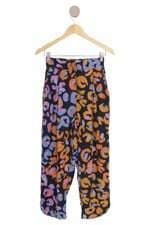 calça em linho Farm feminina estampada com pregas