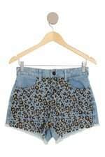 shorts jeans Riachuelo feminino azul com silk