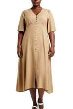 vestido Renner feminino bege com fenda