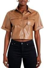 camisa em pu Renner feminina com botões de coração bege