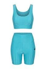 Conjunto duas peças Fitness feminino Achados Repassa azul
