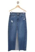 Saia jeans longa Renner azul com fenda