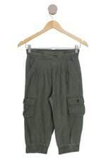 Calça de tecido kids verde com ajuste por elástico