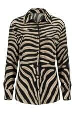 Camisa Feminina Lança Perfume Manga Longa Estampa Animal Print Zebra 