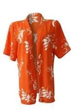 Kimono feminino estampado laranja e bege