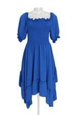 vestido feminino azul royal com franzido