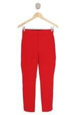 calça de tecido Zara feminina vermelha urucum com cós com elástico