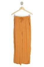 calça de tecido Zara feminina laranja escuro com cós com elástico