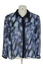 camisa tahari feminina azul com transparência