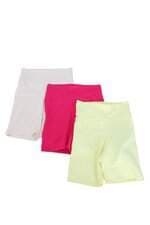 Kit 3 Shorts De Academia Ausar Feminino Amarelo Rosa E Off White 
