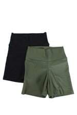 Kit 2 Shorts De Academia Ausar Feminino Verde e Preto