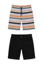 Kit 2 bermudas kids preta e listrada