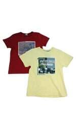  Kit 2 camisetas kids amarela e vermelha com silk