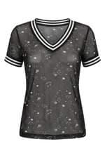 Blusa feminina Achados Repassa preta transparente