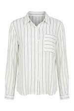 Camisa feminina Chifon branca listrada