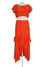 conjunto duas peças klk store feminino laranja com babado e fenda