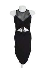 Vestido Amaro feminino preto com franzido 