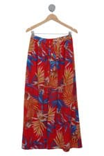 Saia Longa Xz-Oulusha Feminina Estampa Tropical E Com Fenda