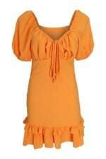 vestido feminino dona luxo  laranja com babado 