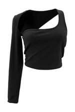 Cropped meio ombro feminino preto