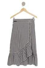 Saia xadrez Dani Holzbach feminina cinza