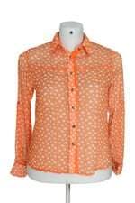 Camisa Hush By Rosana feminina laranja Estampada com barra mullet e transparência