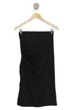 Saia Midi Luv Feminina Preta Com Drapeado E Fenda