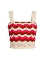 Cropped Amaro feminina bege estampada com forro