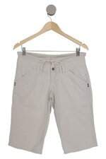 bermuda de sarja M.Officer feminina bege creme com recortes